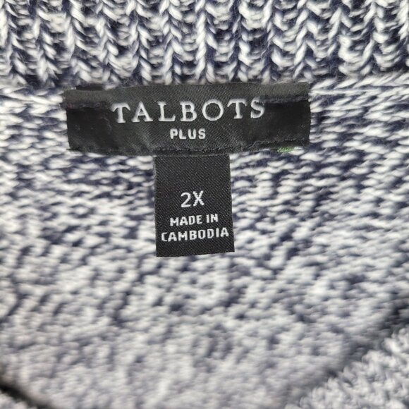 Talbots Long Cardigan Sweater Plus 2X Sweatshirt Stripe Marled Grey Pockets - Picture 5 of 6